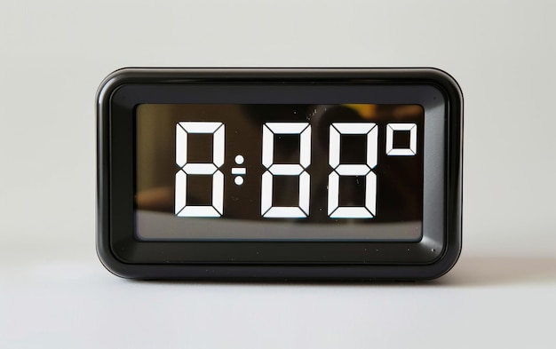 Modernisieren Sie Ihren Raum mit der digitalen Uhr auf weißem Hintergrund