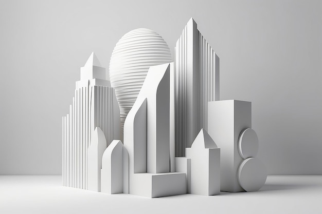 Moderno abstracto geométrico art deco maqueta de fondo minimalista blanco formas primitivas ilustración de renderizado en 3D