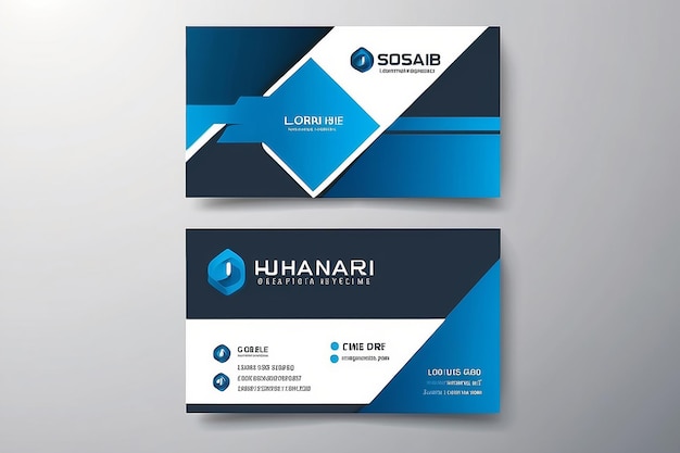 Moderno cartão de visita criativo azul e cartão de nome horizontal projeto vetorial de modelo simples e limpo