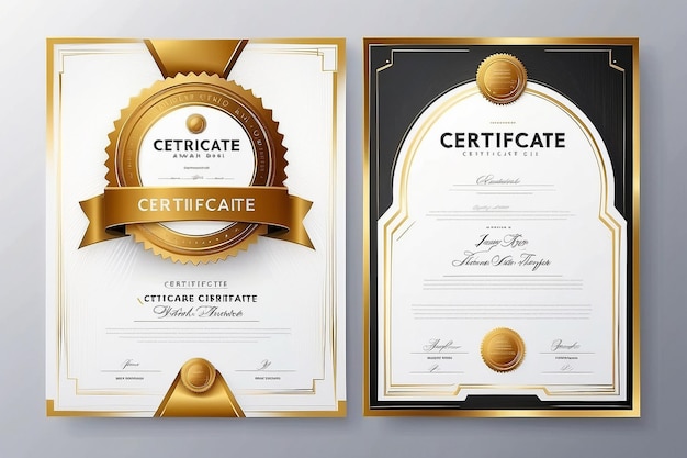 Moderno certificado de color dorado Template de diseño de premio Certificado moderno limpio