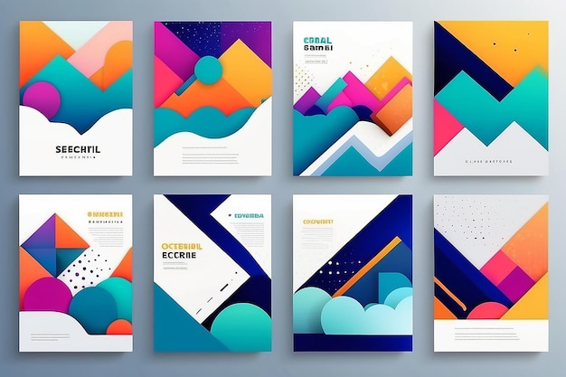 Moderno conjunto de portadas abstractas diseño de portadas mínimas vector de fondo geométrico colorido
