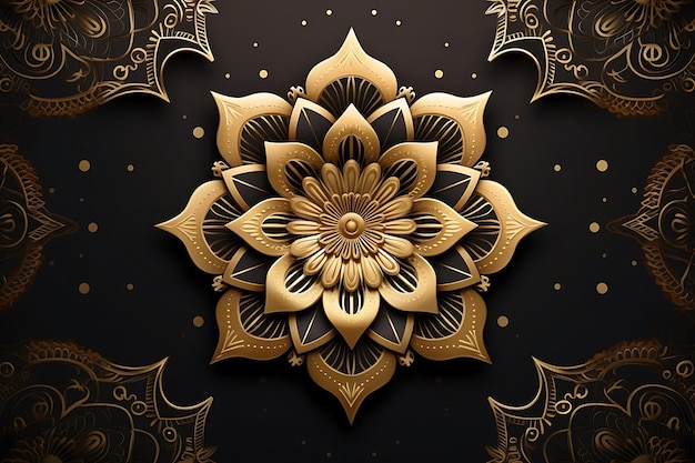 Moderno desenho de mandala ornamental de luxo fundo em cor dourada