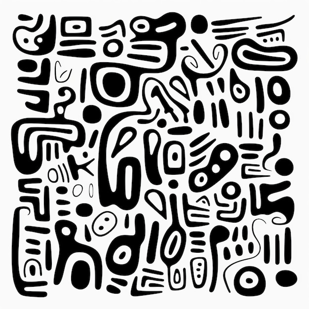 Moderno dibujo abstracto de doodle póster de doodle sencillo con letras dinámicas