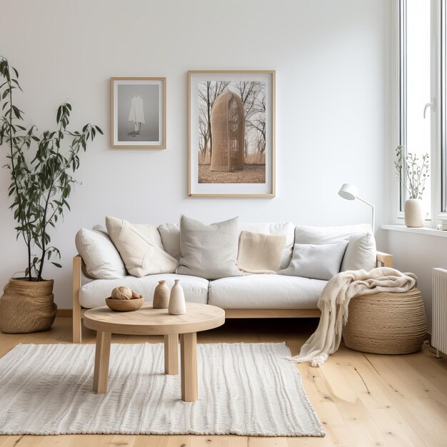 Moderno diseño de interiores de la sala de estar 3d muestra una maqueta de ilustración