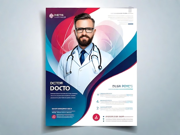 Moderno Doctor Flyer Template Premium Abstract Design para Promoção Profissional de Saúde