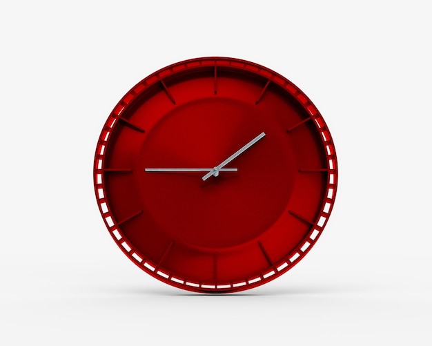 Moderno elegante vibrante reloj de pared rojo 0145 uno cuarenta y cinco 145 para interiores modernos ilustración 3D