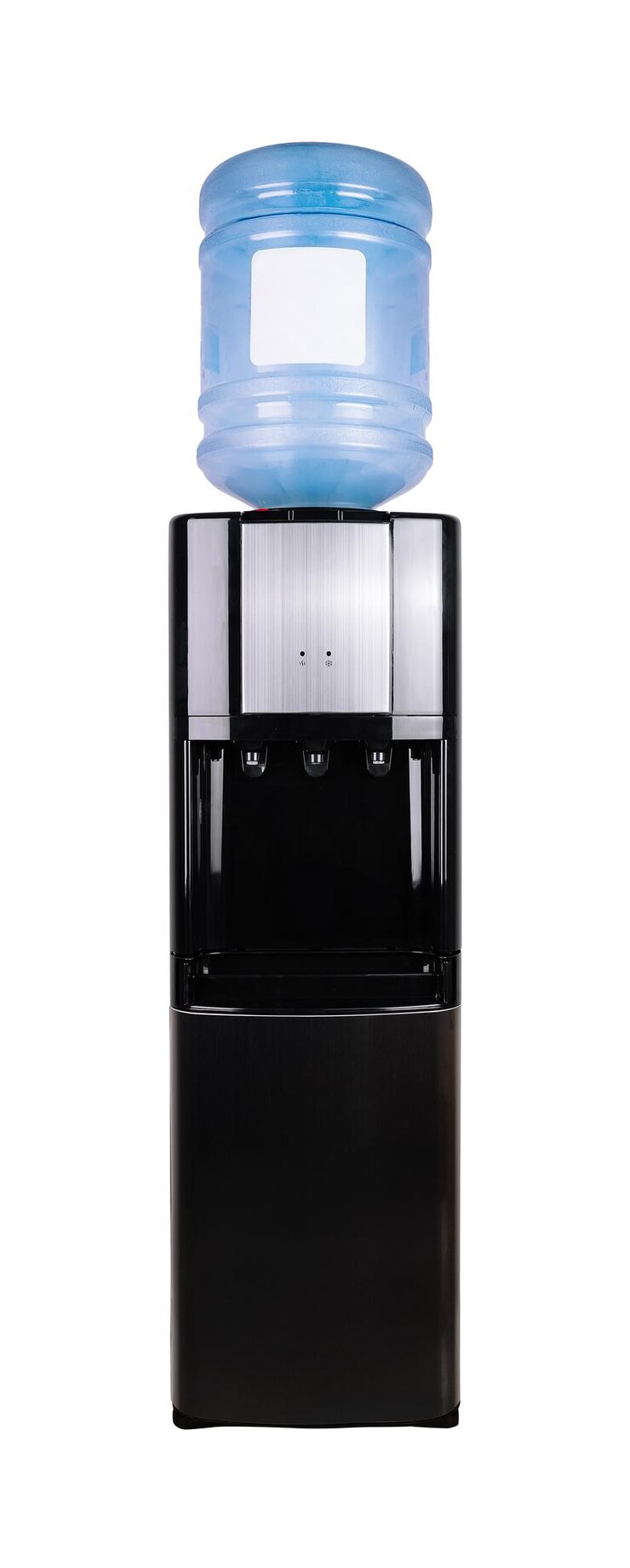 Moderno enfriador de agua que dispensa agua refrescante sobre un fondo blanco