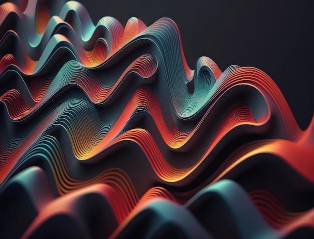 Moderno fondo de patrón de rayas de onda coloridas creado con tecnología de IA generativa