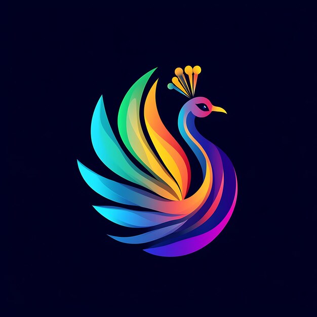 El moderno logotipo del pavo realzado por el diseño de tonos de gradiente brillantes