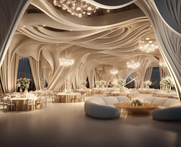 moderno y de moda lugar de la fiesta de bodas renderización 3D