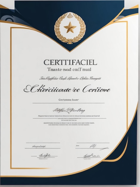 Moderno modelo de certificado azul e branco