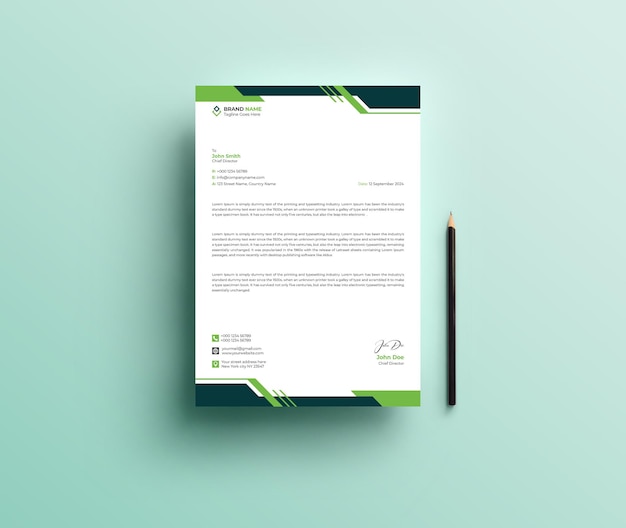 Moderno modelo de papel de carta vector de negócios e corporações simples