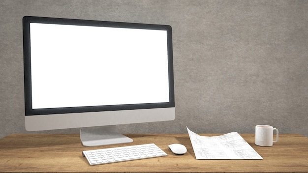 Moderno monitor de pantalla plana. / Representación 3d