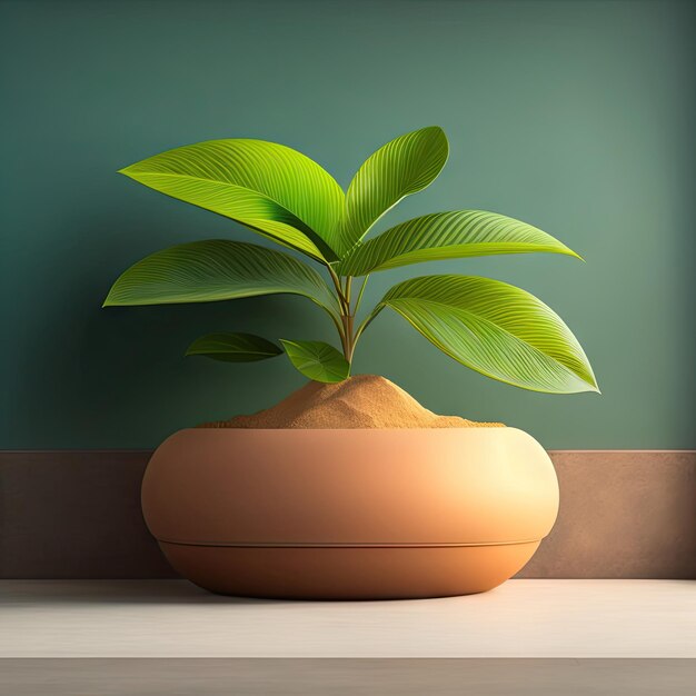 Moderno mostrador de hormigón marrón vacío mesa verde árbol de dracaena bajo la luz del sol sombra de hojas en estuco