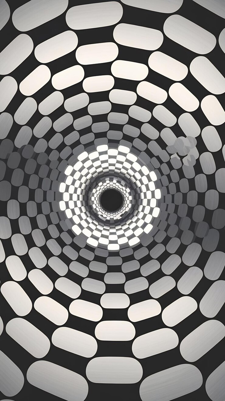 Foto moderno padrão de forma de círculo geométrico retro techno spiral poster