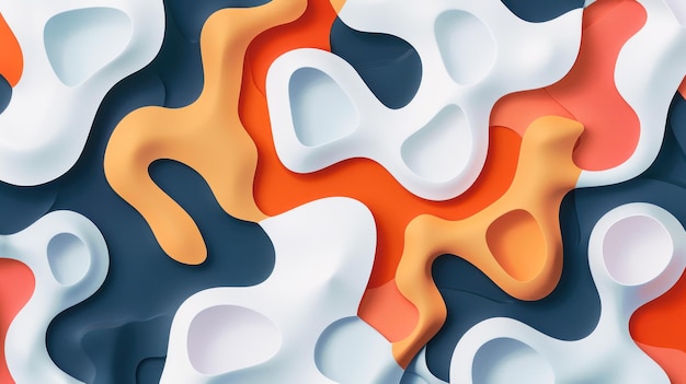 Moderno padrão líquido de formas 3D abstratas e gradientes em um fundo claro Um design criativo