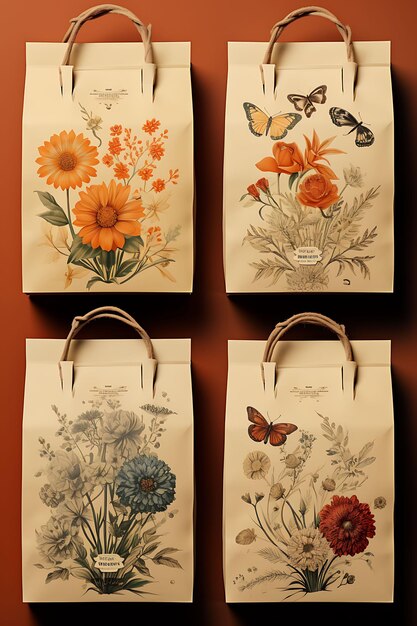 Foto el moderno papel floral vintage bagi se disculpa, pero parece que las colecciones de envases de re fashion