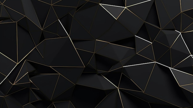 Moderno papel tapiz geométrico de fondo negro y dorado ilustración 3D