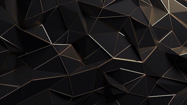 Moderno papel tapiz geométrico de fondo negro y dorado ilustración 3D