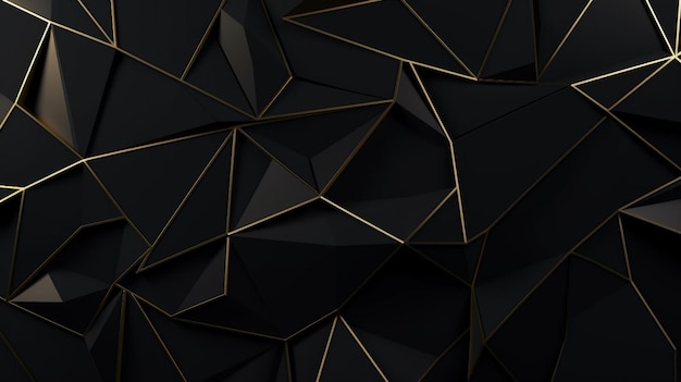 Moderno papel tapiz geométrico de fondo negro y dorado ilustración 3D