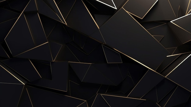 Moderno papel tapiz geométrico de fondo negro y dorado ilustración 3D