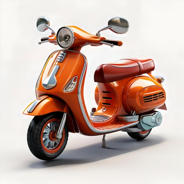 Moderno scooter clásico en un fondo claro renderizado en 3D