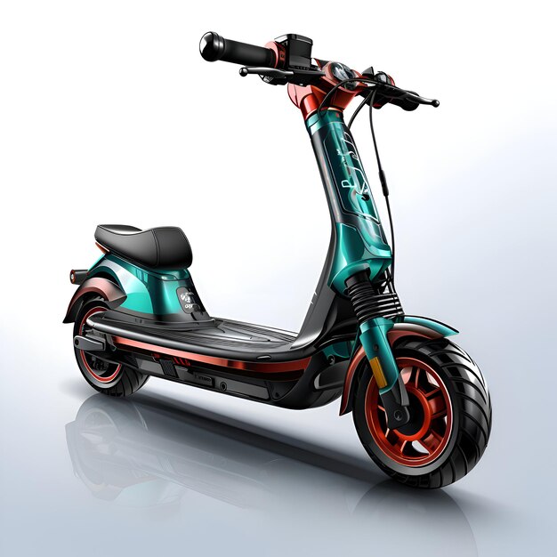 Foto moderno scooter elétrico em uma ilustração 3d de fundo branco