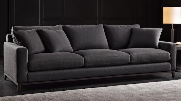 Moderno sofá negro diseño muebles de sala de estar acogedor estilo interior contemporáneo