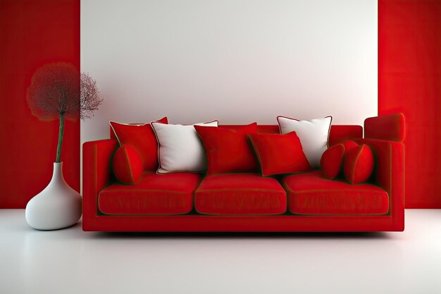 Foto el moderno sofá rojo se muestra sobre un fondo blanco muebles para el hogar