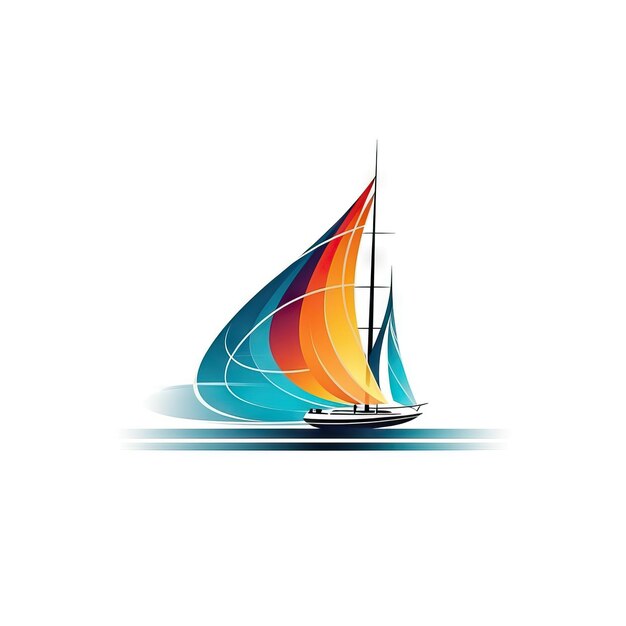 Moderno velero minimalista en fondo blanco Diseño vectorial IA generativa