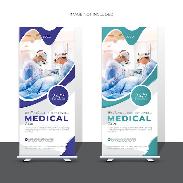 Modernos e Profissionais Médicos Roll Up Banner Design Templates