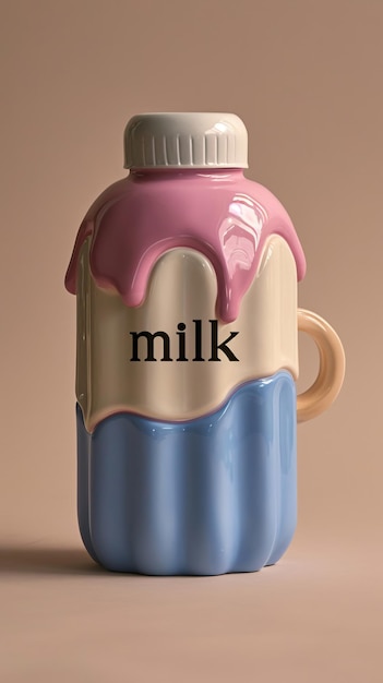 Modificación creativa de una avena para parecerse a una botella de leche