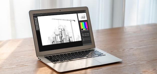 Foto modische architektur-design-software-anwendung für das architekturgeschäft