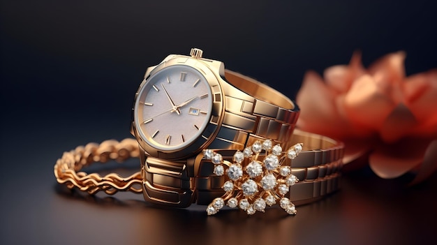 Modische Armbanduhren und elegante Schmuckstücke auf einer Samtfläche