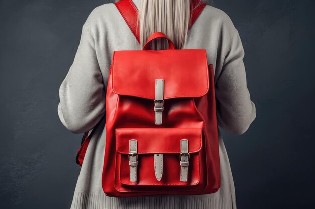 Modische Frau mit roter Tasche