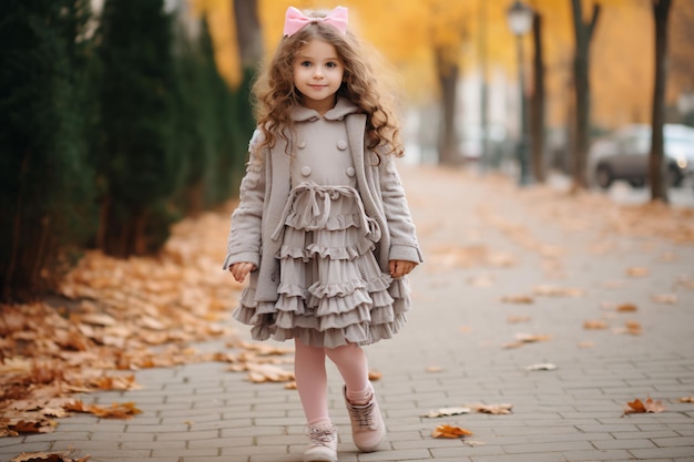 Modische Herbst-Süße, stilvolles Outfit für ein kleines Mädchen