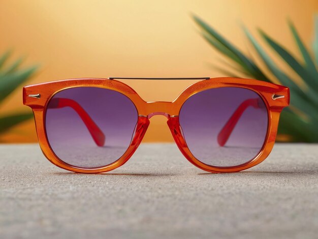 Foto modische sonnenbrille für den sommerurlaub, isoliert auf einem farbenfrohen hintergrund
