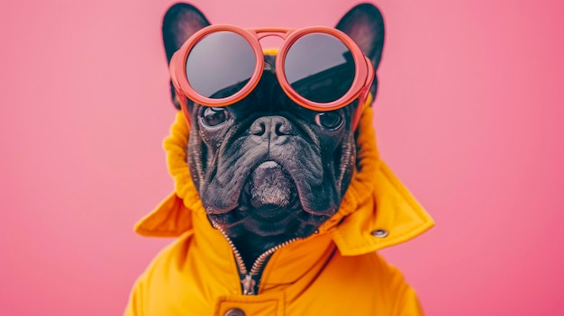 Modischer anthropomorpher Hund mit Brille Generative KI