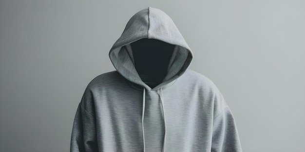 Modischer grauer Hoodie mit langen Ärmeln, isoliert auf einem neutralen Hintergrund für Design-Mockups Konzept Mode Grauer Hoodie Langärmel Neutraler Hintergrund-Design Mockups