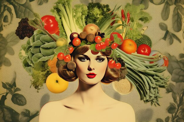 Foto modischer zeitgenössischer vegetarischer collage-hintergrund