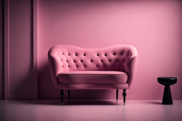 Modisches bequemes stilvolles Sofa aus rosa Stoff Illustration AI Generative