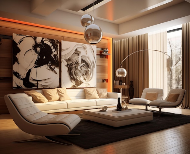 Modisches Wohnzimmer D Rendering