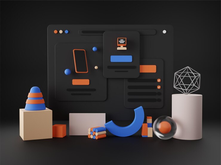 Foto modo oscuro con el navegador web varian 3d para la maqueta del creador de escenas
