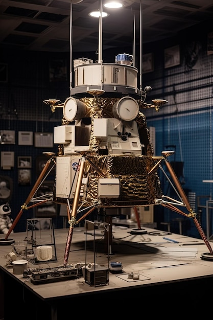 Módulo lunar aterrizando en un planeta distante Los astronautas exploran simbolizando el coraje, la curiosidad y el triunfo del ingenio humano en la exploración cósmica Genererative Ai