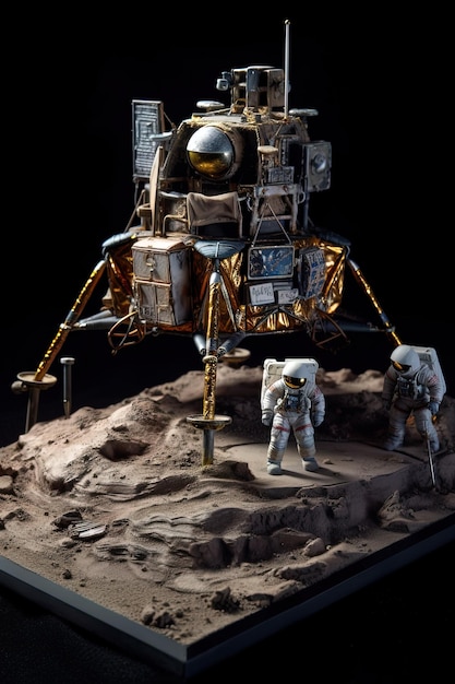 Módulo lunar pousando em um planeta distante Os astronautas exploram simbolizando a coragem, a curiosidade e o triunfo da engenhosidade humana na exploração cósmica Generative Ai