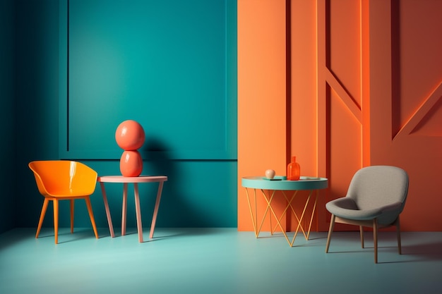 Möbel in modernen, ästhetischen, minimalistischen Studiofotografien in lebendigen Farben