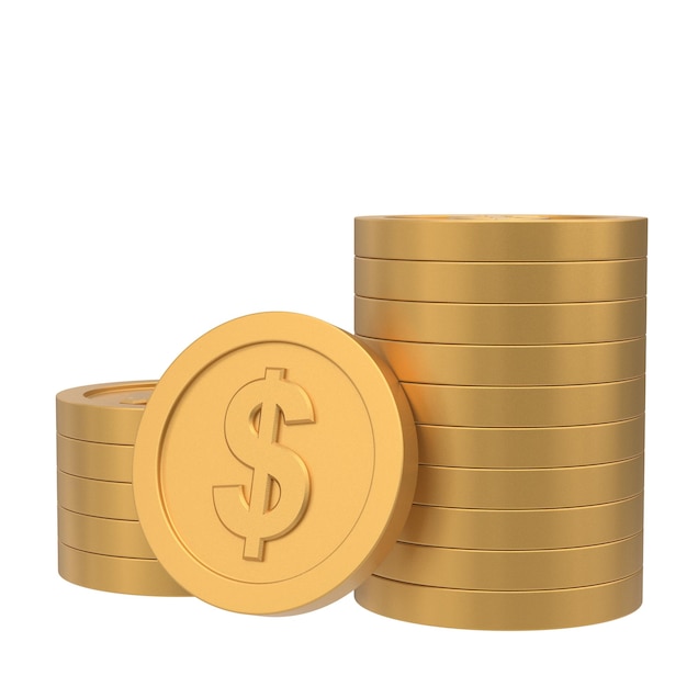 Moeda 3D Moeda de ouro Pilha de moedas ilustração 3D