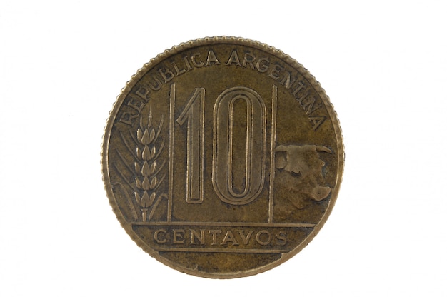 Moeda antiga de 10 centavos da Argentina (1950)