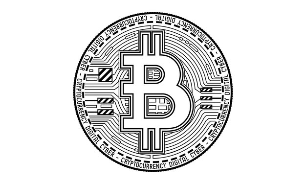 Moeda Bitcoin isolada no fundo branco