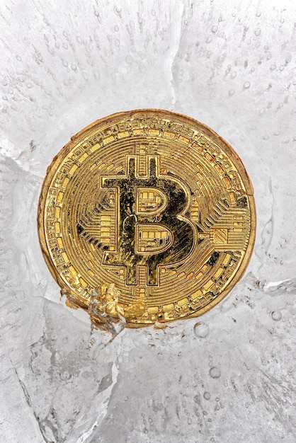 Moeda Bitcoin no gelo